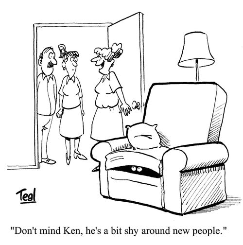'Don't mind Ken, he's a bit shy around new people.'