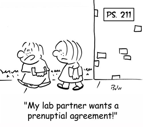 'My lab partner wants a prenuptial agreement!'