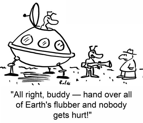 'All right, buddy -- hand over all of Earth's flubber and nobody gets hurt!'
