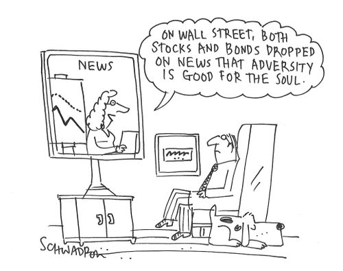 "On Wall Street, both stocks and bonds dropped on news that adversity is good for the soul."
