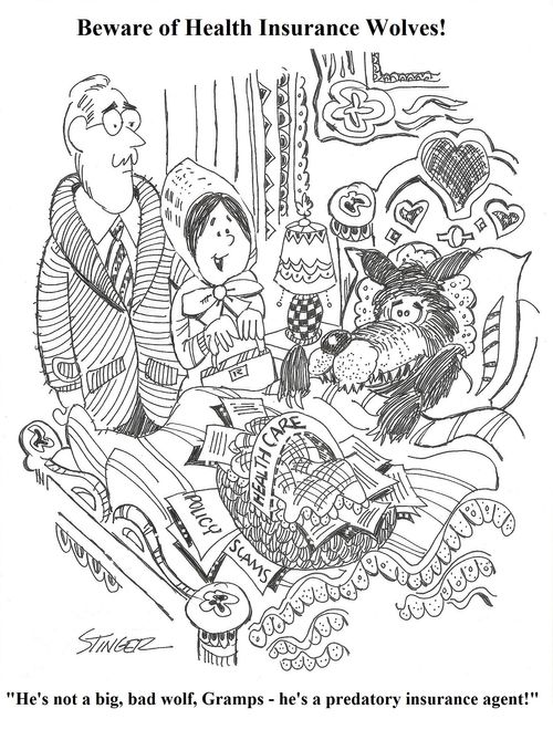"He's not a big, bad wolf, Gramps - he's a predatory insurance agent!"