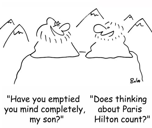 'Have you emptied your mind completely, my son?', 'Does thinking about Paris Hilton count?'