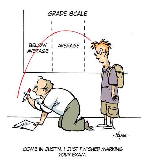 'Come in Justin, I just finished marking your exam.' - Grade Scale