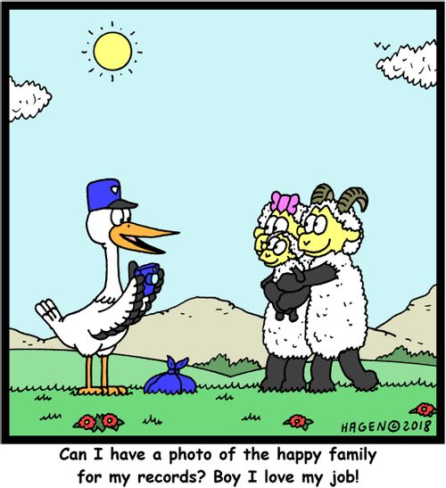 "Can I have a photo of the happy family for my records? Boy I love my job!"