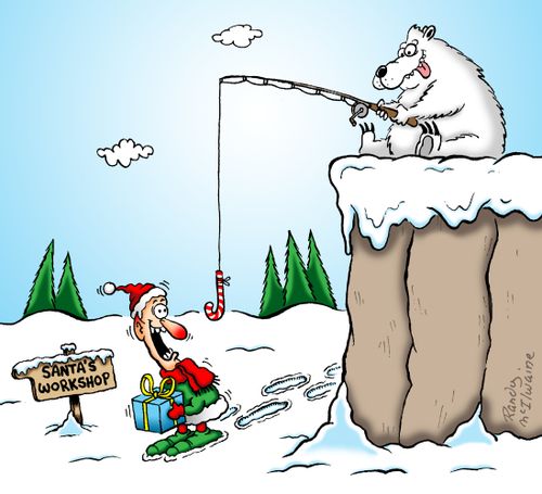 Polar Bear fishing for elves.