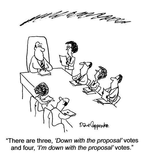 'There are three 'Down with the proposal' votes and four, 'I'm down with the proposal' votes.'