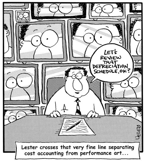Lester crosses that very fine line separating cost accounting from performance art...