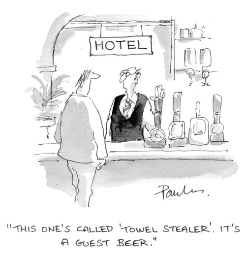'This one's called 'Towel stealer'. It's a guest beer.'