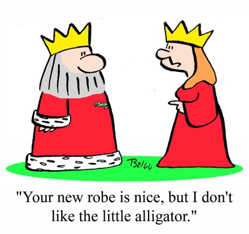 'Your new robe is nice, but I don't like the little alligator.'