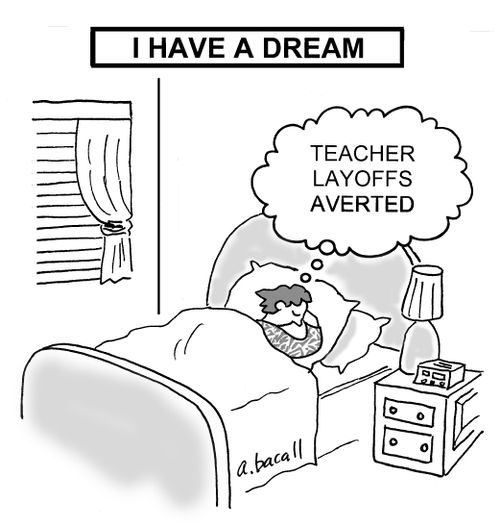 'Teacher layoffs adverted.'