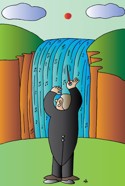 Conductor and waterfall