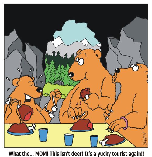 'What the... MOM! This isn't deer! It's a yucky tourist again!!'