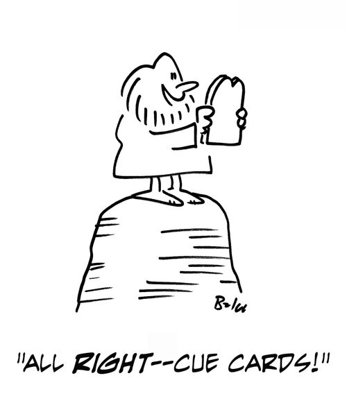 'All right - cue cards!'