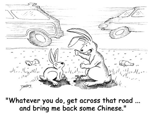 'Whatever you do, get across that road ... and bring me back some Chinese.'