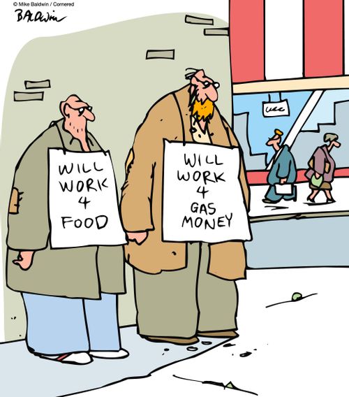 Will work 4 food/will work 4 gas money.