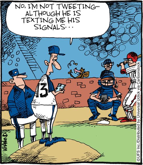 'No, I'm not tweeting... although he is texting me his signals.'