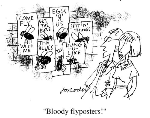 "Bloody flyposters!"