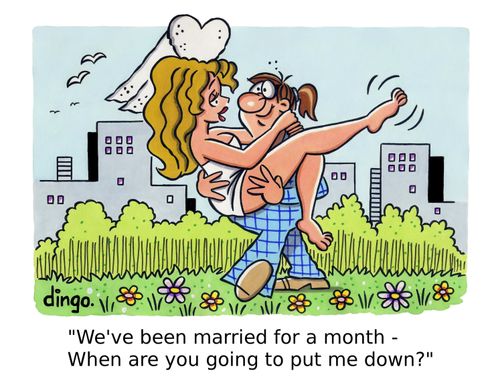 'We've been married for a month - When are you going to put me down?'