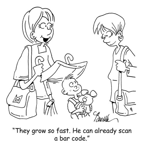 "They grow so fast. He can already scan a bar code."