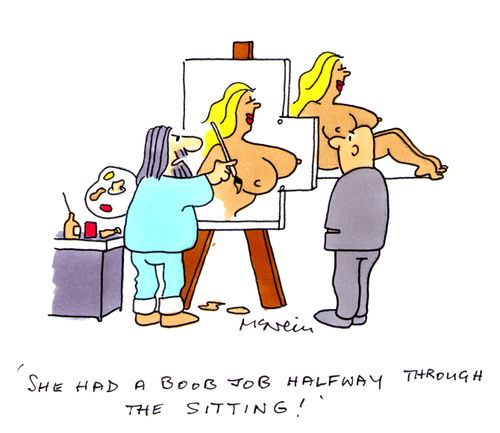 'She had a boob job halfway through the sitting!'