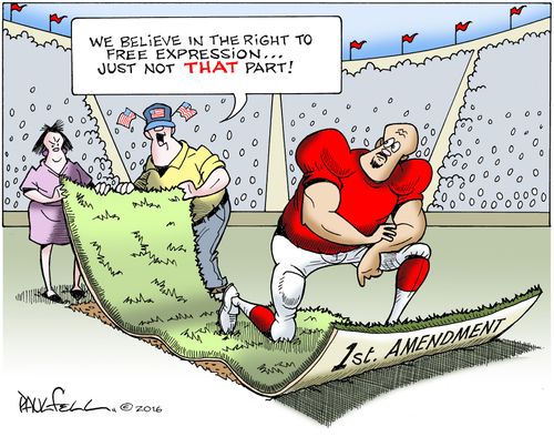 "We believe in the right to free expression...just not that part!"