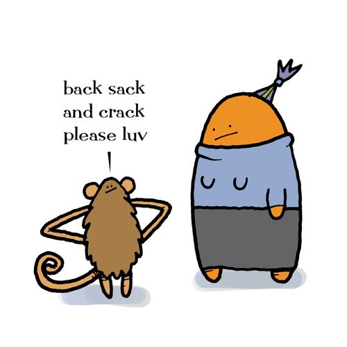 Back Sack and Crack.  A monkey asks for some beauty treatment.