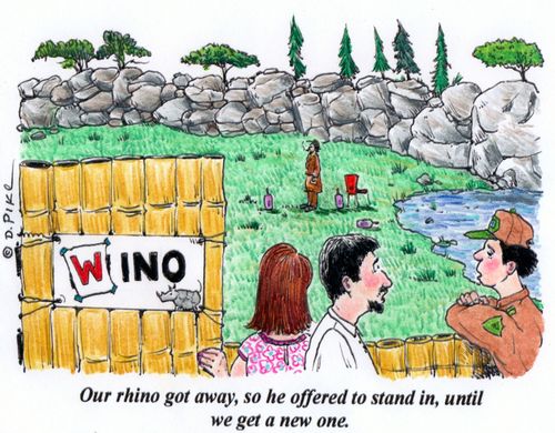 'Our rhino got away, so he offered to stand in, until we get a new one.'