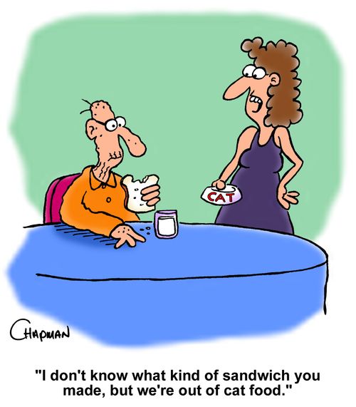 "I don't know what kind of sandwich you made, but we're out of cat food."