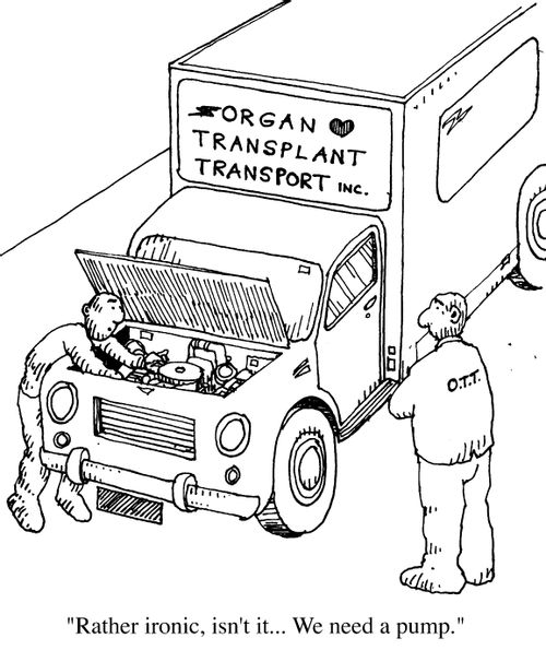Organ Transplant Service - "Rather ironic isn't it...we need a new pump."