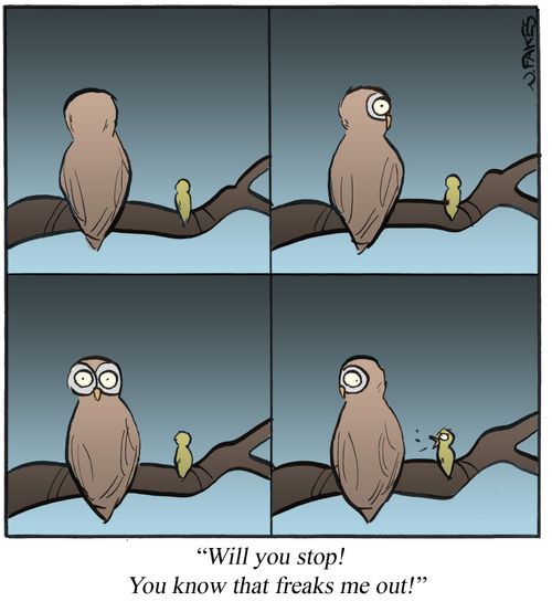 'Will you stop! You know that freaks me out!'
