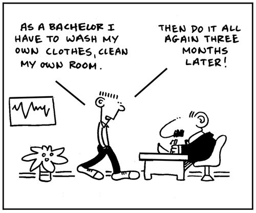 'As a bachelor I have to wash my own clothes, clean my own room. The do it all again three months later.'
