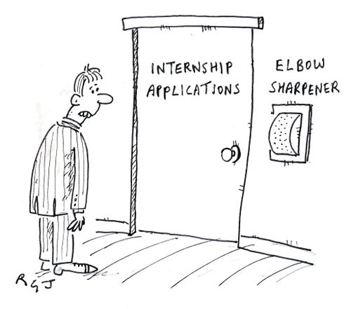 Internship applications with an elbow sharpener.