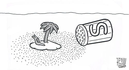 Slug trapped on deserted island surrounded by salt.