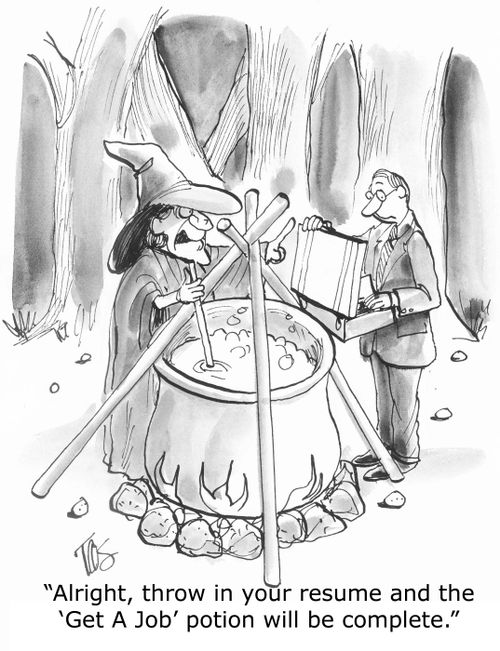 'Alright, throw in your resume and the 'Get A Job' potion will be complete.'