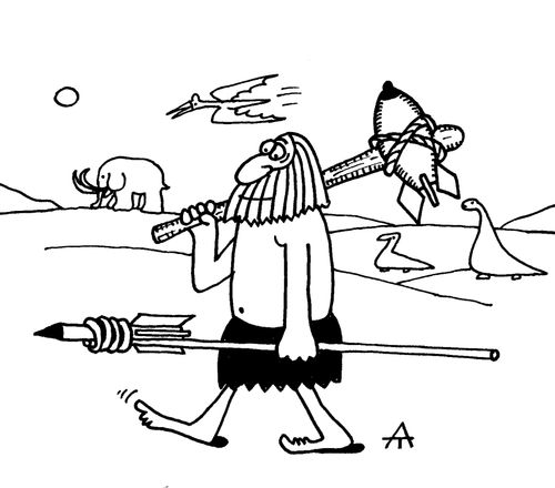 Caveman with missiles on his spears