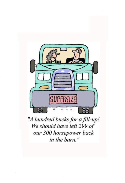Expensive fuel costs make driving large vehicles costly.