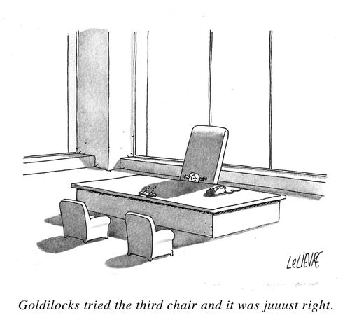 Goldilock tried the third chair and it was juuust right.