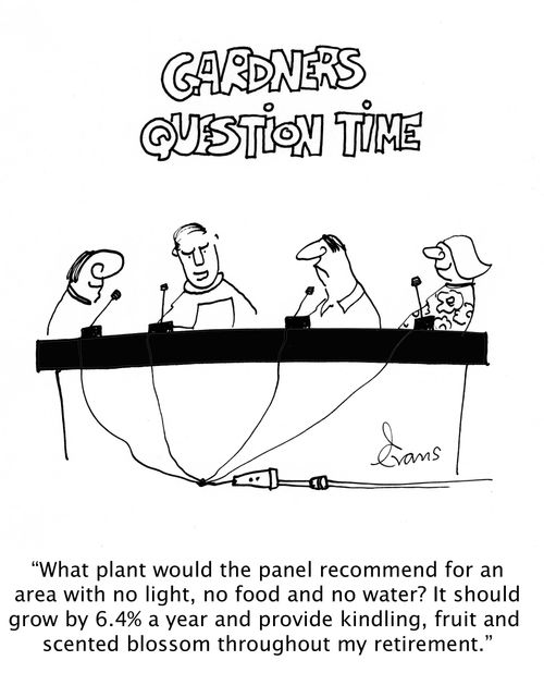 Gardner's question time: 'What plant would the panel recommend for area with no light, no food and no water?'