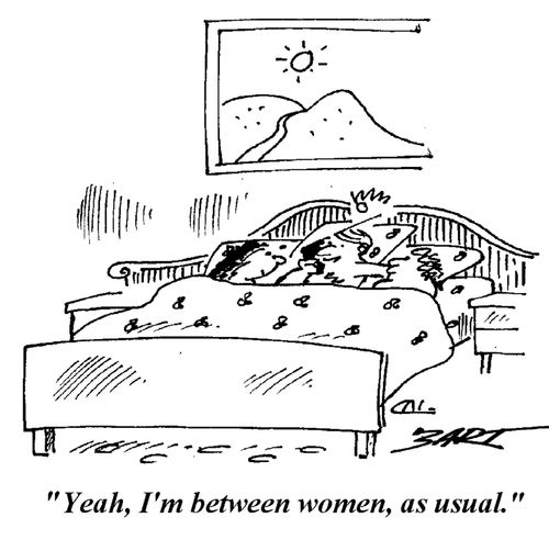 "Yeah, I'm between women, as usual."