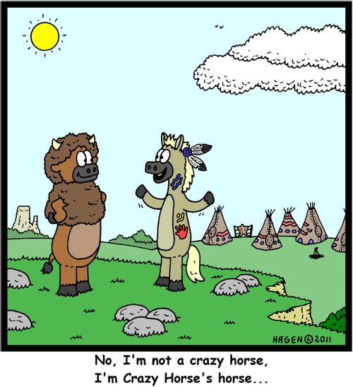 'No, I'm not a crazy horse, I'm Crazy Horse's horse...'