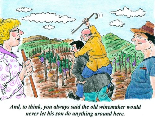 'And, to think, you always said the old winemaker would never let his son do anything around here.'