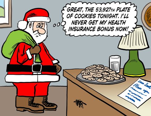 'Great, the 53,927th plate of cookies tonight. I'll never get my health insurance bonus now!'