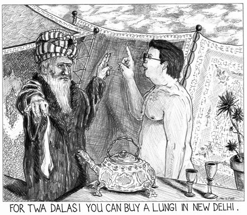 'For twa dalasi you can buy a lungi in New Delhi.'