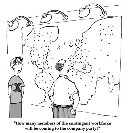 "How many members of the contingent workforce will be coming to the company party?"