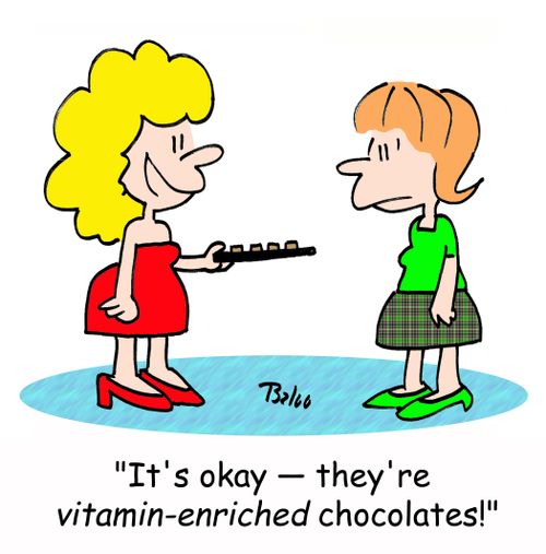 'It's okay - they're VITAMIN-ENRICHED chocolates!'