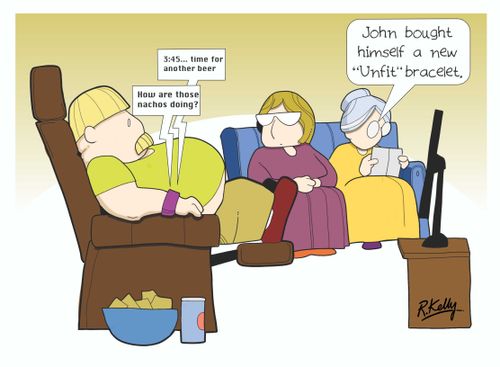 John bought himself a new "Unfit" bracelet.