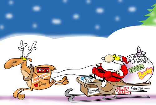 Santa and advertisements.