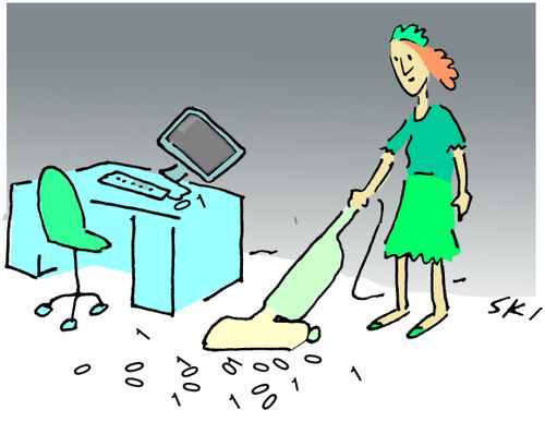 Maid vaccuums data spill.