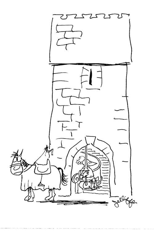 A Knight slides down the stair rail.