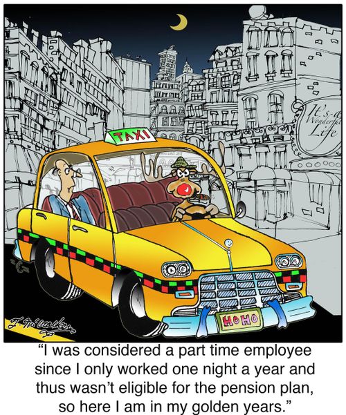I was considered a part time employee since I only worked one night a year and thus wasn't eligible for the pension plan, so here I am in my golden years.